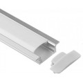 LED juostų profilis 12mm 2m aliuminis su dangteliu paviršinis